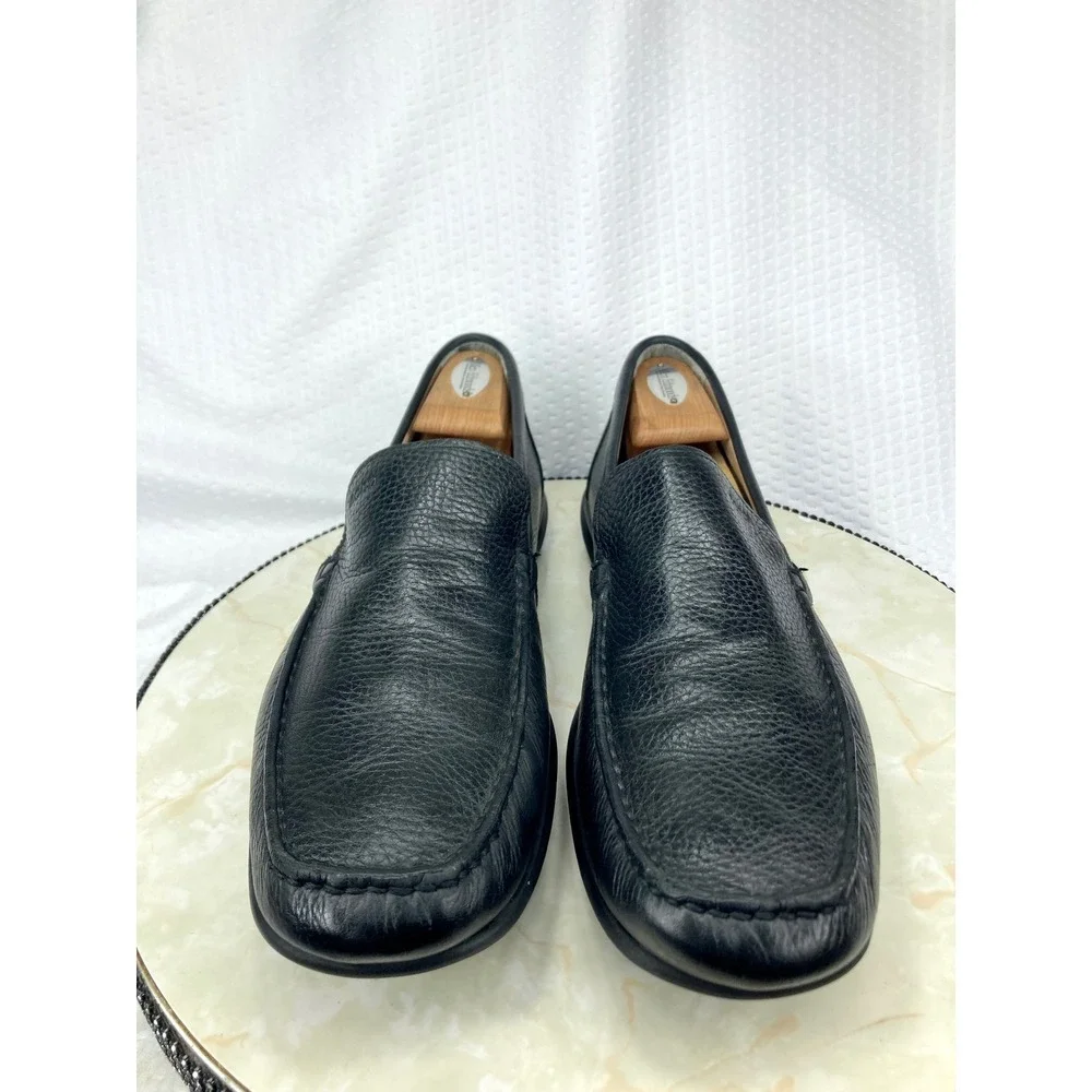 ECCO Leather Slip On Driving Loafers Mens 11-11.5 Black Classic Business Shoes